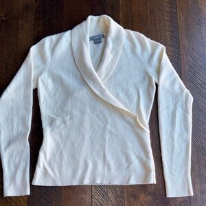 Ann Taylor Cashmere Cream Cowl Neck Sweater
